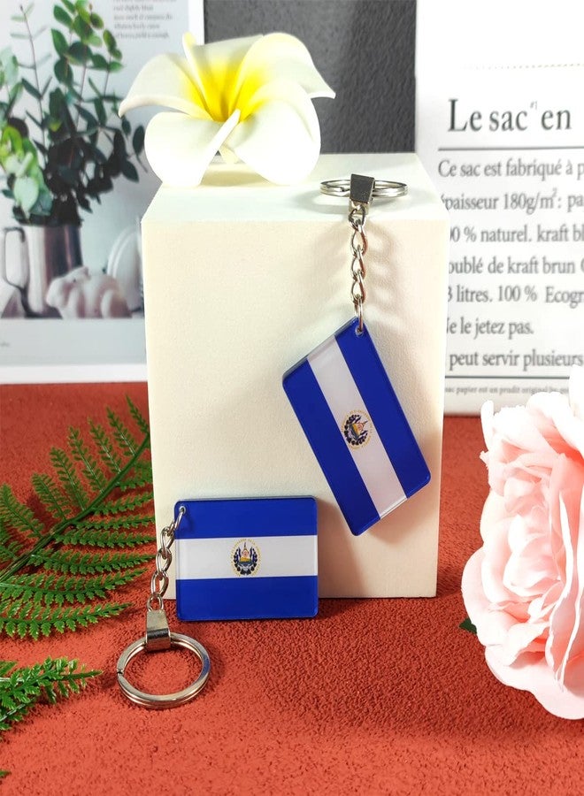 QQSD Salvador Flag Keychain Key Ring for Salvadoran Key Backpack Luggage and Gifts, 2 Pack - Image 5